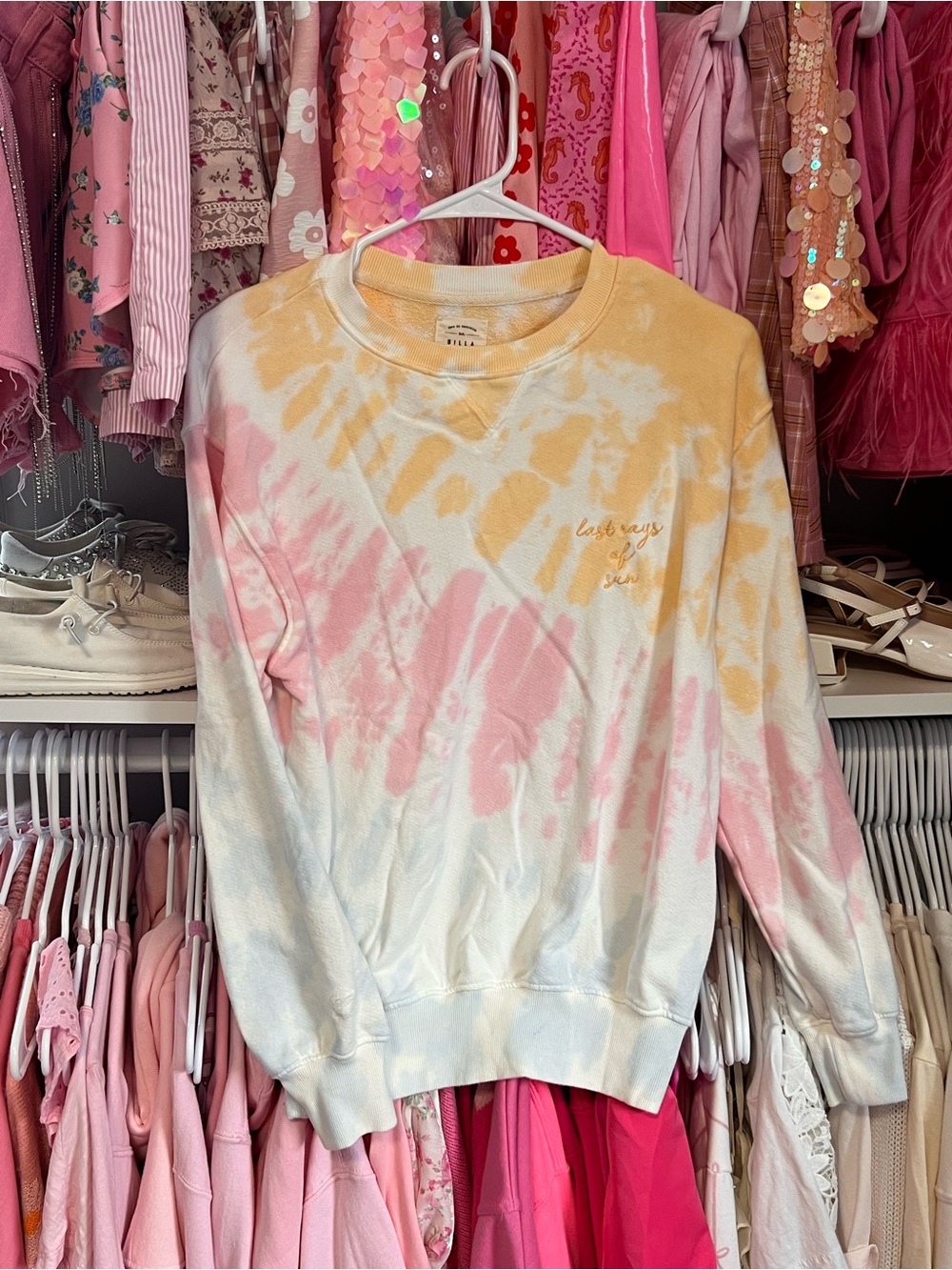 Billabong Tie-Dye Crewneck Sweatshirt in Pink & Yellow